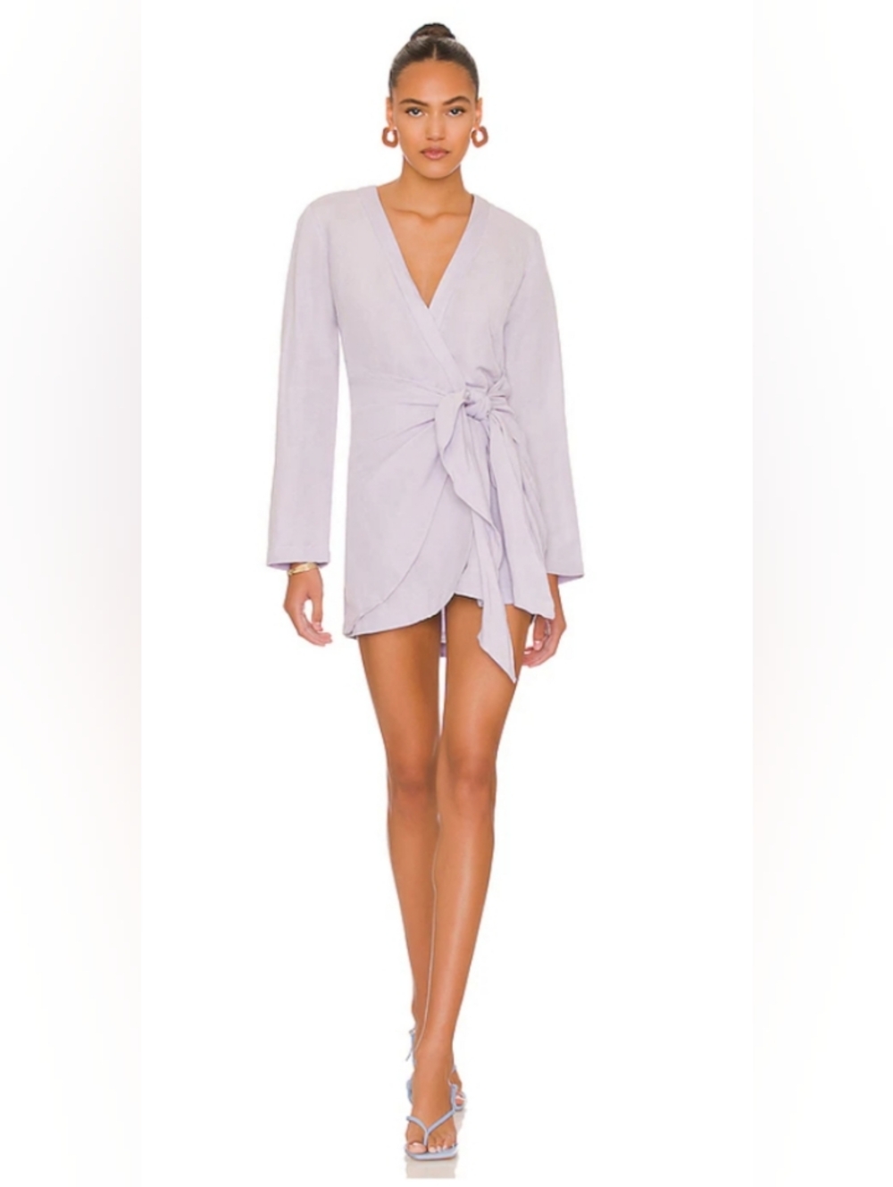 L'ACADEMIE 'The Meadow' Lavender Linen Blend Mini Dress | S
